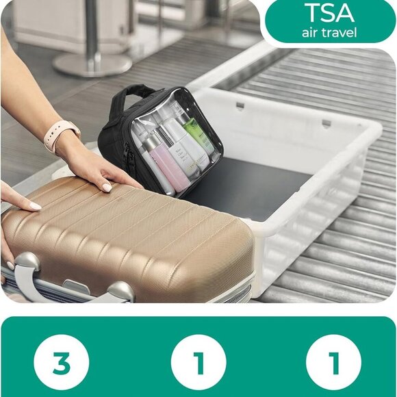 Clear TSA-Approved Toiletry Bag, Puffy Edges Travel Makeup Bag, Large Opening wi - Picture 2 of 6